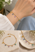 Rainbow Gem Charm Bracelet