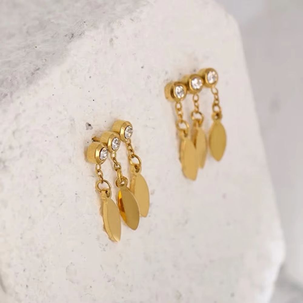 Crystal Leaf Drop Earrings