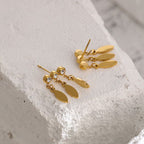 Crystal Leaf Drop Earrings