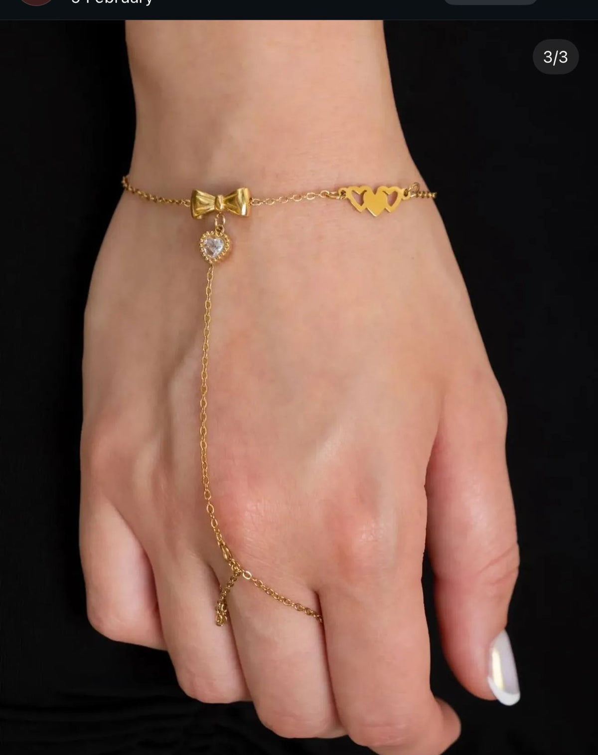 Bow & Heart Hand Chain