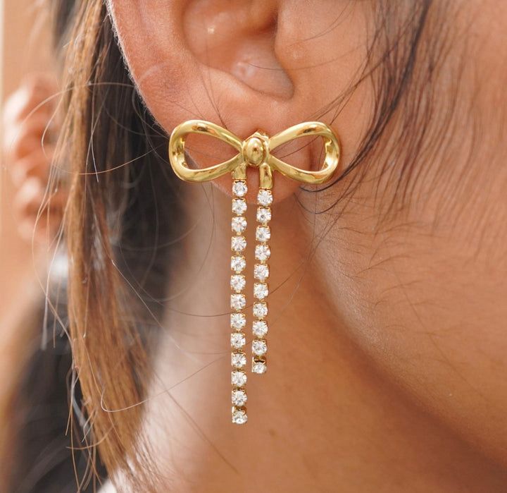 Crystal Bow Stud Earrings