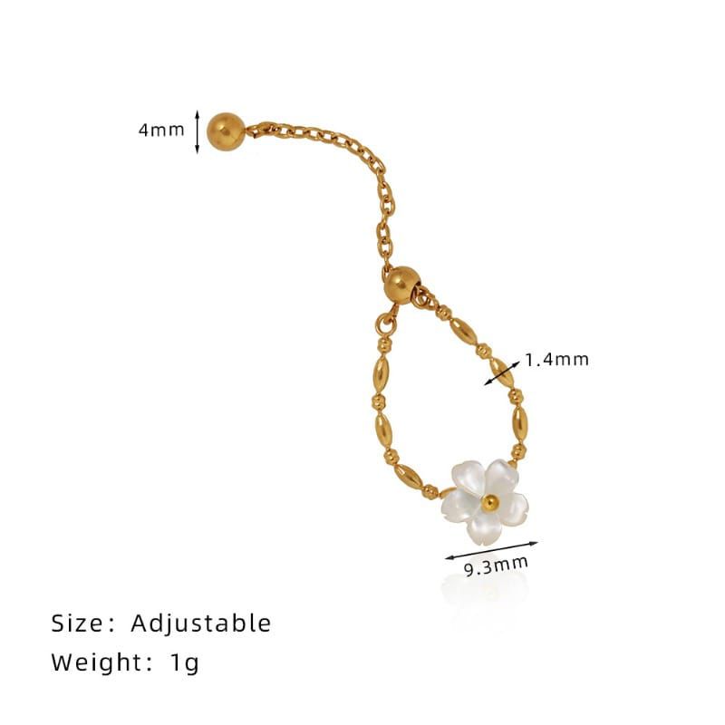 White Flower Adjustable Ring