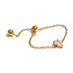 Crystal Heart Chain Ring